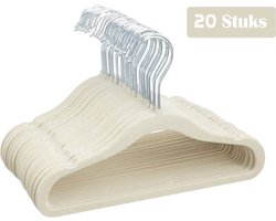 20 Stuks - Baby Kinder Kledinghangers - Kleerhangers - Velvet Antislip Bekleding - Crème Beige