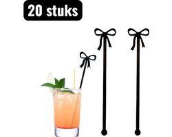 20 stuks - Cocktailshakers - Roerstokje - Feestdecoraties - Drankroerder - Acryl Roerstokjes voor Dranken - Set van 20 Stuks Feestelijke Roerstaafjes voor Cocktails en Koffie - Herbruikbare Roerstaafjes voor Feesten - Zwart