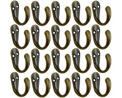 20-stuks Haken - Messing haken - Platte muurhaken - Kledinghangers met één haak - Haken - Eenvoudig te installeren - Legeringsmateriaal - Geschikt voor het ophangen van kleding, tassen, sjaals, sleutels, hoeden, enz. - Bruin