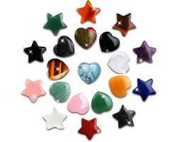 20 Stuks Hart en Ster Edelstenen Set - Natuurlijke Kristallen Geluksbrengers voor Kinderen