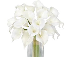 20 stuks kunstbloemen - 35 cm kunstmatige calla lelie boeket - DIY bruidsboeket voor bruiloften - Kunstmatige bloemen decoratie - Huis- en feestdecoratie (Wit)