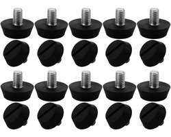 20 stuks M6 Meubelglijders - Verstelbare Hoekverstellers voor Stoelen & Banken (10x20mm, Zwart)
