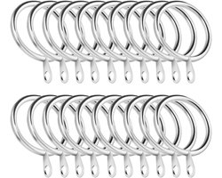 20 stuks - Metalen gordijnringen - Binnendiameter 45 mm Gordijn - Decoratieve ring - Haak - Met bevestigingsoog - Geschikt voor gordijnroedes - Zilver