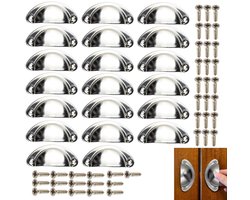 20 stuks - Metalen komgrepen - Kastgrepen - Keukenkastgrepen - Zilver - Deurknoppen voor meubels - Inclusief schroeven - Ladegrepen - Roestvrijstalen grepen - Geschikt voor kaptafels, kasten, lades en keukenkasten