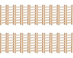 20 Stuks Mini Houten Ladders voor Knutselen, Diorama en Feplaatst Decoratie (15x5 cm)