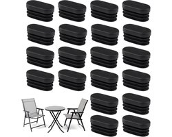 20 Stuks Ovale Eindkappen voor Tuinstoelen - Geluidsreductie - Kunststof - Buiskappen voor Krukken en Tafels - Anti Slip - Stalen Buisstoel Protector