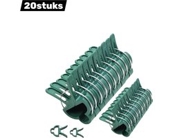 20 stuks - Plantenklemmen - Steunklemmen voor planten en klimplanten - Zacht tuinbindmateriaal - Geschikt voor stengels en takken - Tuinaccessoires - Groot*10 + klein*10 - Groen