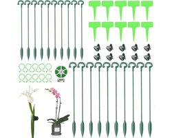 20 Stuks Plantensteunen voor Potplanten - Groene Bloemensteun met Beveiligde Clips en Bindbanden