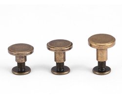 20 Stuks Platte Kop Koper Ronde Klinknagels met Schroeven en Moeren voor Lederen Ambacht, Tassen en Schoendecoratie (6.5mm)