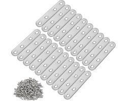 20 Stuks Platte Verbindingen - Geperforeerde Platen in Roestvrij Staal voor Houten Meubels