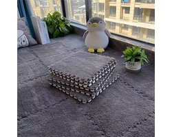 20 stuks pluche EVA-schuimvloermatten, zachte, pluizige babyspeelmatten, vierkante in elkaar grijpende tapijttegels, puzzelspeelmatten voor kinderkamers, speelkamers, slaapkamers en klaslokalen, 30x30 cm, Grijs