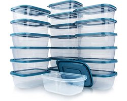 20 Stuks Rechthoekige Plastic Bewaardozen met Deksel - Voedselopslag, Lunchboxen en Reiscontainers, 500ML per Doos