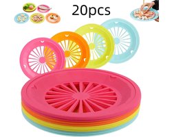 20 stuks - Ronde picknickborden - Plastic borden - Dessertborden - Fruitborden - Lichtblauw, roze, oranje, groen - Herbruikbaar - Geschikt voor picknicks, feesten en barbecues