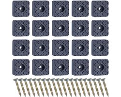 20 stuks rubberen meubelpoten - Stoelhoes - Vierkante meubelschuifregelaars - Vilten bodem - Antislip - Zwarte stoelpoot vloerbeschermers - Met schroeven - Voor tafel bureau bankbeen - 22 mm .