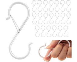 20 stuks S-haken om op te hangen, 3,5 inch metalen S-haken, zwaar uitgevoerd, voor het ophangen van planten, witte S-vormige haak, veiligheidsgesp, keukenpotrek, kasthaken voor keukengerei, potten, pannen, kleding, tassen