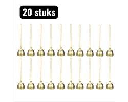 20 stuks - Sluitingen - Wandklokken - Mini bel - Gouden bel - Messing Klokjes met Koord - Decoratieve Bellen voor Windgong, Sleutelhanger DIY - Geel touw