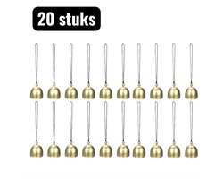 20 stuks - Sluitingen - Wandklokken - Mini bel - Gouden bel - Messing Klokjes met Koord - Decoratieve Bellen voor Windgong, Sleutelhanger DIY - Zwart touw