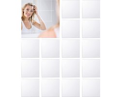 20 stuks spiegeltegels, zelfklevend, acryl, kleine vierkante spiegel, knutselen, spiegeltegels, kunststof, mini-spiegelstickers, mozaïektegels voor handwerk, decoratie, doe-het-zelf (10 x 10x0,1 cm)