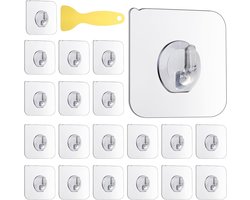 20 stuks transparante zelfklevende magische haken voor keuken-badkamer-toiletdeurwand met schraper - max. 10 kg .
