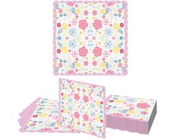 20 Stuks Tuin Bloemen Servetten, Dikke en Absorberende Papieren Servetten met Golfrand, Wegwerp Servetten voor Feestjes en Barbecues