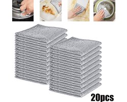 20 Stuks Vaatdoeken van Draadstaal - Dubbellaags Krasvrije Staalwollen Doeken - Multifunctionele Natte en Droge Vaatdoeken van Draadstaal - Vaatdoeken voor Thuis, Keuken en Koken
