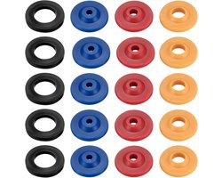 20 Stuks Waterbesparende Doorstroombeperkers voor Douchekop & Handdouche, Waterbesparende Inzet, 4 Kleuren (Zwart/Blauw/Rood/Geel), Doucheslang Beperker, Milieuvriendelijk, Waterbesparing
