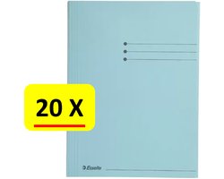 20 x Dossiermap - A4 - Esselte - Manilla - 3-kleps - blauw