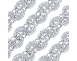 20 Yard 3/8 "(W) Grimp Braid Trim Zilver Glanzende Metallic Kant Trim Polyester Naaien Fringe Stof Vintage Lint Hand DIY Ambachten voor Slipcover Gordijn Sieraden Maken Kostuum Accessoires