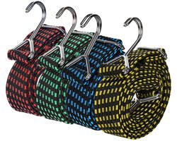200 cm verstelbare bungeekoorden met haken, 4-pack rubberen elastische banden met gesp voor fiets