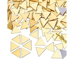 200 delige zelfklevende acryl spiegeltegels van 2,5 cm voor handwerk en DIY-projecten - Goudkleurig - Decoratie en lijst - Driehoekig.