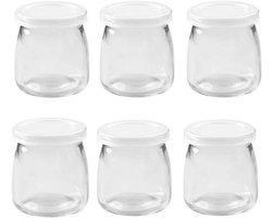 200 ml Pudding Yoghurt Potten - Set van 6 met Deksel | Kleine Glazen Mini Cup Flessen met Deksel
