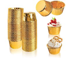 200 Stks Goud Metallic Cupcake Wrappers - Vetvrije Bakvormpjes voor Verjaardag en Bruiloft - Ovenbestendige Cake Liners