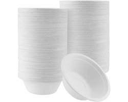 200 Stuks 12 oz (350ml) Papieren Kommen, Duurzame Suikerriet Kommen voor Feesten, Barbecues en Picknicks, Geschikt voor Warm en Koud Eten, Wit
