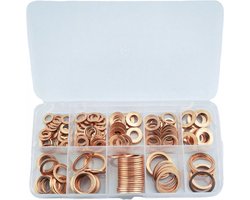 200 Stuks - Gevulde koper ringen - zeilringen - messing vernikkeld - Ringen - Koperen Platte Afdichtingsring setA - Met Doosschroefbevestigingen (M5 M6 M8 M10 M12 M14)