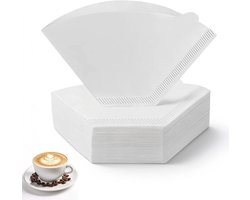 200 stuks koffiefilters van papier, V-vorm, koffiefilter, maat 1, koffiefilter, kegel, accessoires voor koffiezetapparaten, filterbeker (1-2 kopjes)