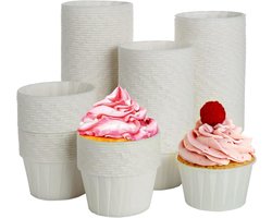 200 stuks mini-cupcake-vormpjes voor muffins in wit - perfect voor bruiloft en verjaardag.