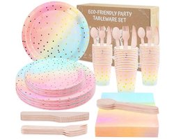 200 Stuks Papieren Borden, Bekers en Bestek voor Feesten en Evenementen