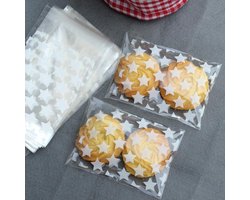 200 Transparante uitdeelzakjes met Sterren - Plastic Traktatie zakjes - Wit Doorzichtig