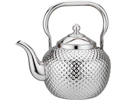 2000ml Theepot Met Infuser - Roestvrijstalen Waterkoker Met Opheffende Handgreep - Theemaker Waterkan Geschikt voor Inductie/Gas (Zilver)