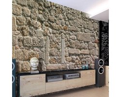 200cm X 140cm - Fotobehang - Muur van stenen,  Vliesbehang,   in 5 maten, te koop,  voor woonkamer en slaapkamer, geen behangtafel nodig, instructies bijgevoegd, eenvoudig aan te brengen,