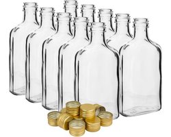 200ml Heupfles glazen fles met schroefdop, 10stuks - Glazenflesje  drupke