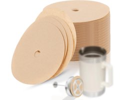 200st Papieren Koffiefilters geschikt voor Stanley French Press 48oz, Geperforeerd Bruin Filterpapier geschikt voor Stanley Koffiezetapparaat，9.5×9.5cm
