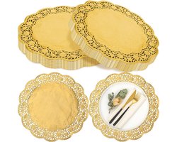 200x Gouden Papieren Doilies Rond - Decoratieve Onderzetters voor Taart, Knutselen en Feestversiering
