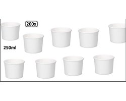 200x Soep beker karton 250ml wit - Soep salade beker festival warme dranken maaltijd carnaval