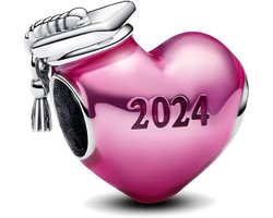 2025 Afstudeerpet, uil, roze hartje, compatibel voor armbanden, afstudeerjuwelen, damesbedels met kralen