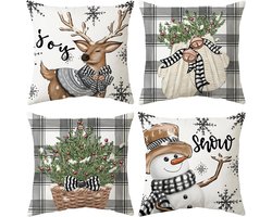 2025 Kussensloop - Kerst Kussenhoes - 45x45 cm Set van 4 - Decoratieve Kerstkussenslopen - Kerstdecoratie voor binnen - Bank - Stoel - Bed - Tuin - Kerstdecoratie - Kerst