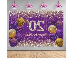 20e verjaardag decoratie voor vrouwen - paarse glitter vlekken stof bord poster achtergrond banner - verjaardag party decoratie - vrouw 20e verjaardagsfeest