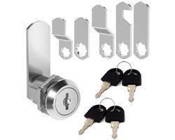 20mm brievenbusslot, kastslot met 5 verschillende sluitplaten, met 4 sleutels, brievenbusslotcilinder, brievenbus hendelslot, geschikt voor camper, brievenbus, kledingkast