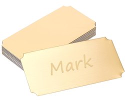 20pcs 201 Stainless Steel Name Plates with Circular Corners Personalized Blank Stickers with Self-Adhesive Back, 100 x 51 mm, Photo Frame Labels