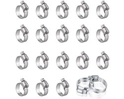 20pcs Adjustable Hose Clamps, 16-25mm Stainless Steel Hose Clamps, Adjustable Hose Clamps, Gas Hoses, Water Hoses, Car Hoses